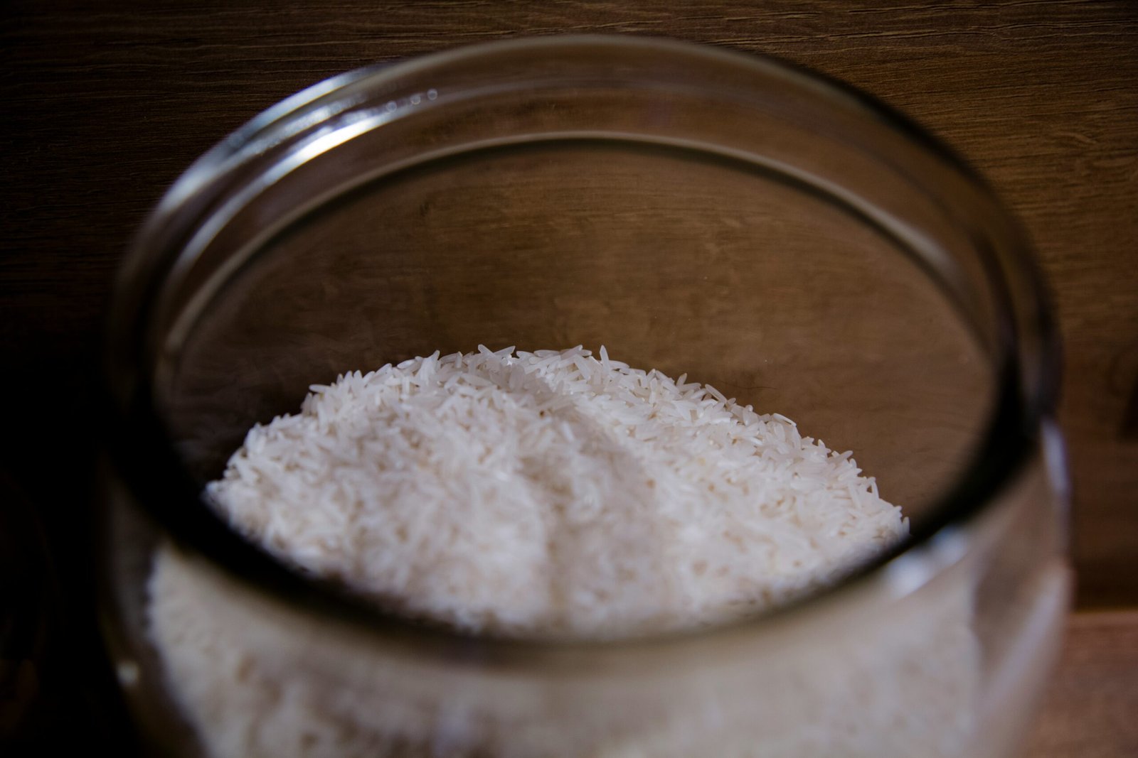 white powder in clear glass container