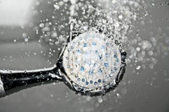 Black Shower Head Switched on