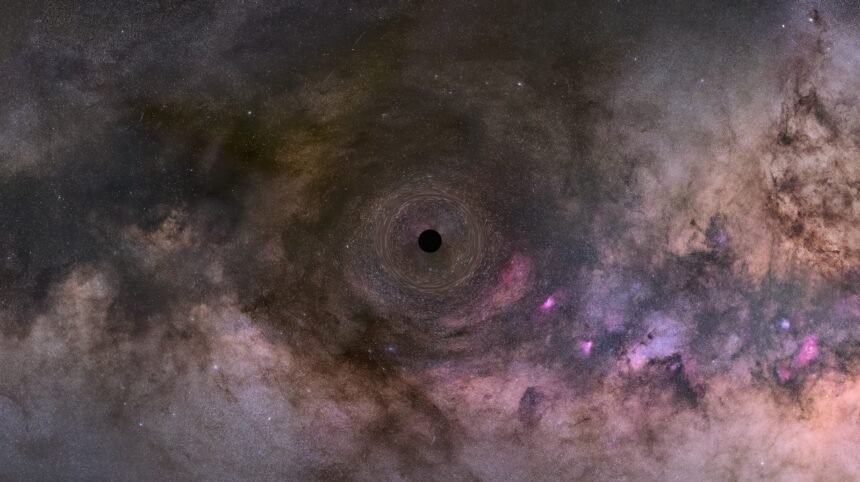 an image of a black hole in the sky